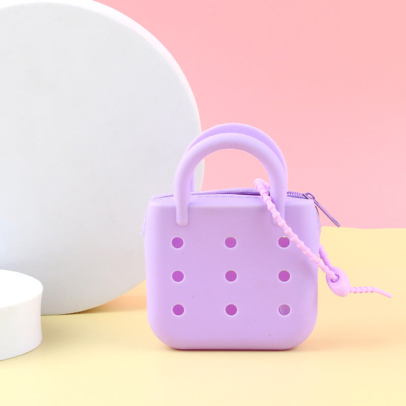 Wholesale 10pcs Cartoon Silicone Hole Bag Mini Coin DIY Parent-child Storage Bag Vegetable Basket Earphones Children's Small Wallet